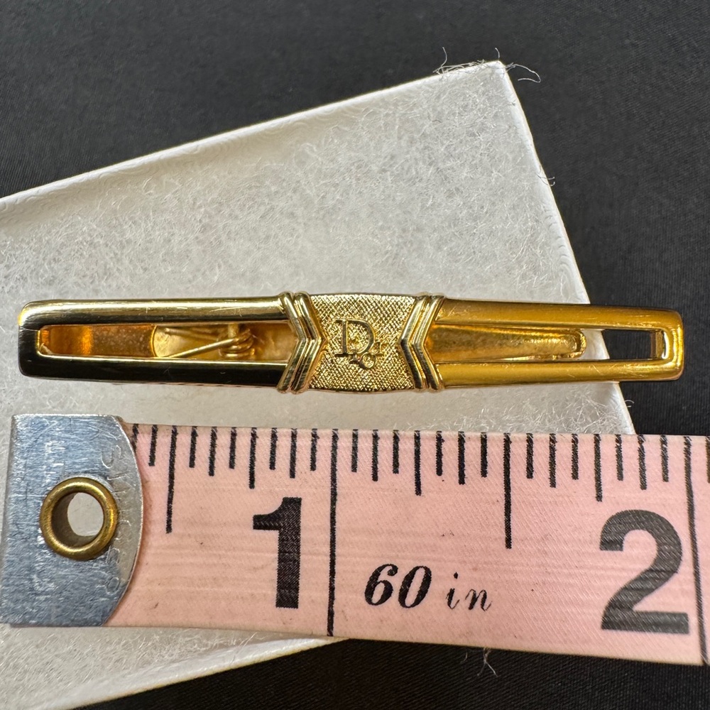 Christian Dior Men's GOLD “CD” Logo Tie Clip Bar for Neck Tie - Picture 7 of 13